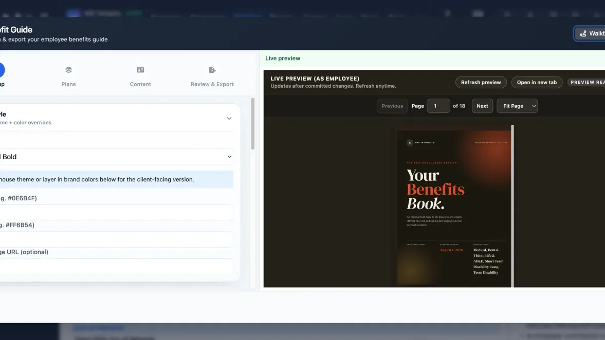 Planlined Benefit Guide builder